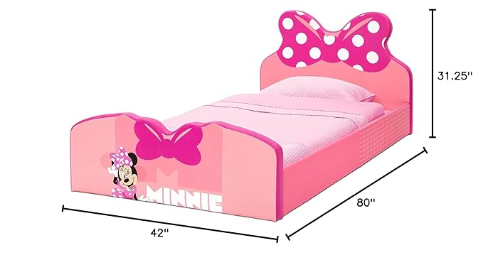 Delta Children Disney Minnie Mouse Upholstered Twin Bed, Pink