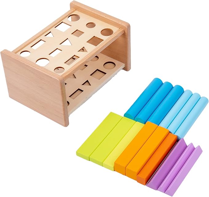 Montessori Shape Matching Toys Wooden Shape Sorting Toys Color Shape Sorting Sticks Toys for 1-3 Years Old Children Educational Toy for Preschoolers