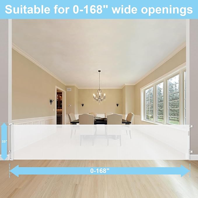 168 Inch Extra Long Baby Gates for Large Openings Retractable Baby Gate Retractable Gate Outdoor Retractable Baby Gates Extra Wide Baby Gates for Large Openings Extra Large Dog Gate for Large Openings