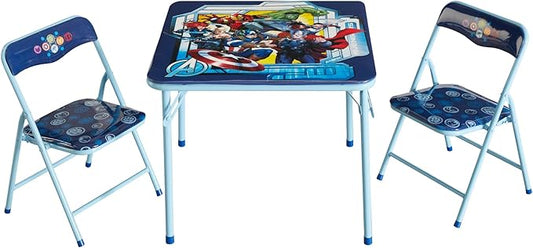 Idea Nuova Marvel Avengers 3 Piece Children's Activity Square Table and 2 Folding Chairs Set, Ages 3+