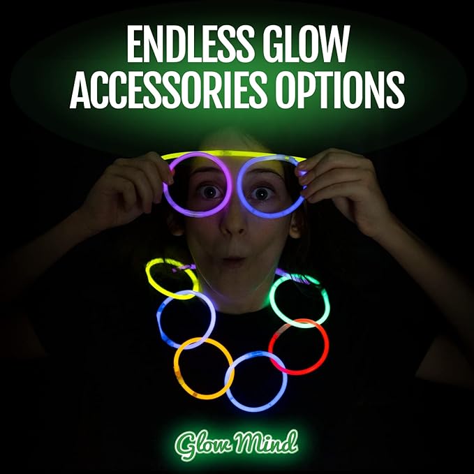 500 Ultra Bright Glow Sticks Bulk - Halloween Glow in the Dark Party Supplies Pack - 8" Glowsticks Party Favors with Bracelets and Necklaces