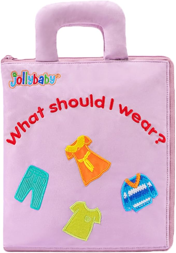 Jollybaby Quiet Book for Kids, Toddler Travel Toys Felt Busy Book Preschool Learning Montessori Toddler Quiet Book 10 Page Activity Book for 2 3 4 Year Old Girls(Purple)