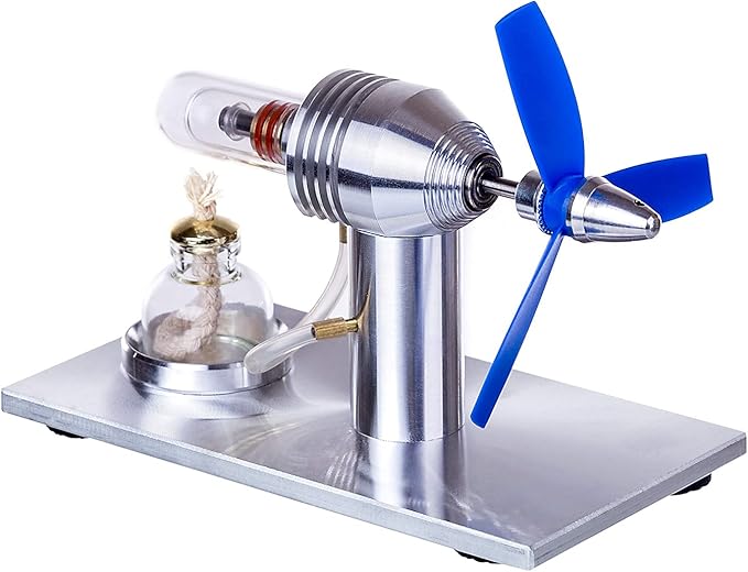 3-Blade Stirling Engine Model for Airplane, Aircraft Propeller Blades Sterling Engine Science Physical Experiment Educational Engine for Adult