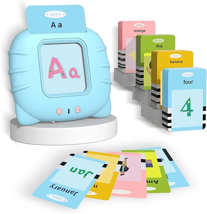 ABC Learning Toys for Toddlers 1-6, Pocket Speech Therapy Toys for Autistic Children, Talking Flash Cards 384 Sight Words, Montessori Sensory Educational Gifts for Boys Girls(Blue)