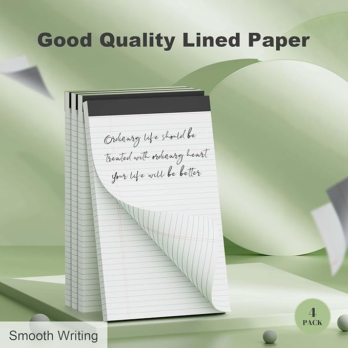 4 Pack Note Pads 8.5 x 11 White Legal Pads Narrow Ruled - 30 Sheets Per Notepad, Double-Side Printed Thick Writing Pads, Perforated Legal Pad 8.5 x 11 Notepads Paper for School College Office Business