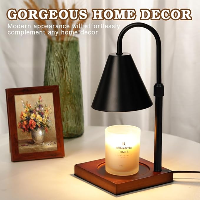Modern Candle Warmer Lamp with Timer, Dimmable Candle Lamp Warmer, Birthday Gifts for Women, Black Lamp Candle Warmer Gifts for Mom, Adjustable Candle Light Warmer, Cozy Living Room Bedroom Home Decor