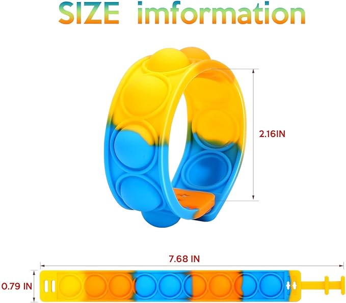 30 PCS Pop Bracelet it Fidget Toys Pack, Fidget Bracelet Birthday Party Gifts, Decompression Wristband with Autistic & ADHD,Fidget Wristband as Return Gifts for Kids, Fidgets Novelty Girls Toys