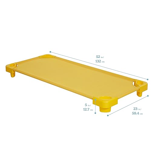 ECR4Kids Stackable Kiddie Cot, Ready-to-Assemble, Standard Size, Classroom Furniture, Yellow, 6-Pack