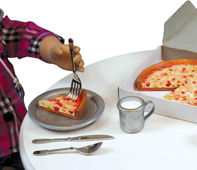 The Queen's Treasures 18 Inch Doll Kitchen Food Accessories,13 Piece Colonial Flatware Utensil Set, 4 Knives, 4 Forks, 4 Spoons, and Wooden Silverware Tray. Compatible For Use With American Girl Dolls