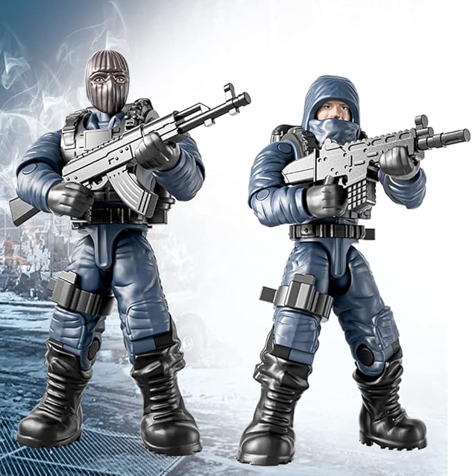 8 PCS Building Block City Policeman Action Mini-Figures with Multiple Military Weapons Accessories SWAT Model Equipment Assembly Building Toys Party Favors Gift for Boys