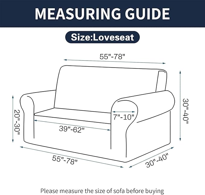 2025 New Stretch Loveseat Sofa Slipcovers Couch Cover for 2 Cushion Furniture Protector Sofa Covers with Elastic Bottom Jacquard Fabric Small Checks for Pets, Kids - Golden