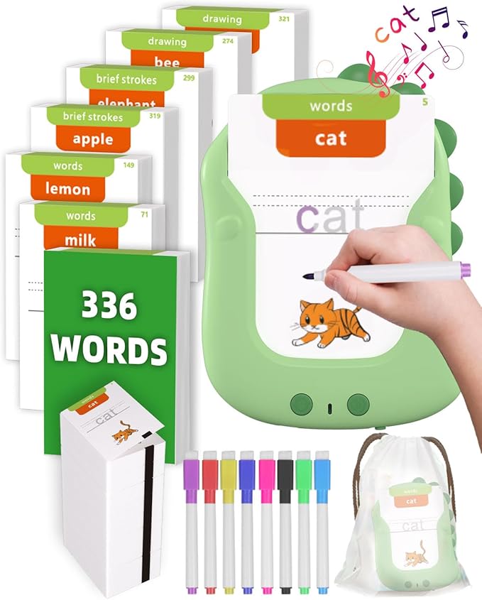 336 Words Reusable Writing Drawing Talking Flash Cards Montessori Toys for Toddlers, Pocket Speech Therapy Toys for Ages 1 2 3 4 5 6 Year Old Kids, Autism Learning Toy for Daughter Son Birthday Gifts