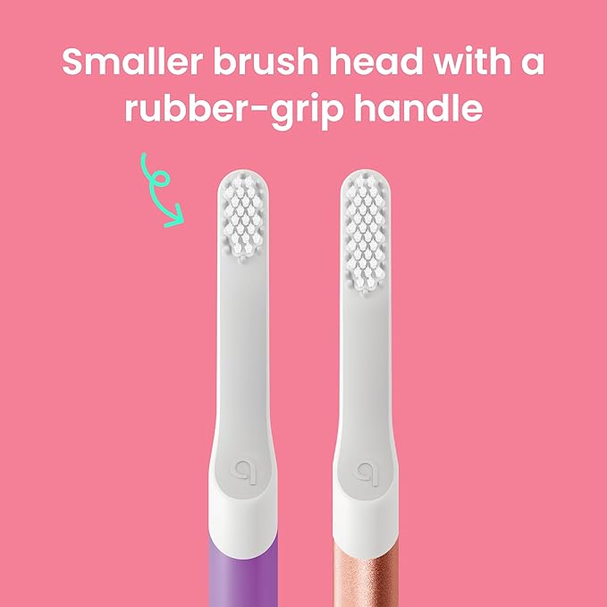 Quip Sonic Toothbrush for Kids with Timer - Includes Extra Brush Head and Travel Cover Mount - Electric, Soft Bristle Refill Head, Rubber Handle, 3 Month Battery Life - Travel Toothbrush - Purple