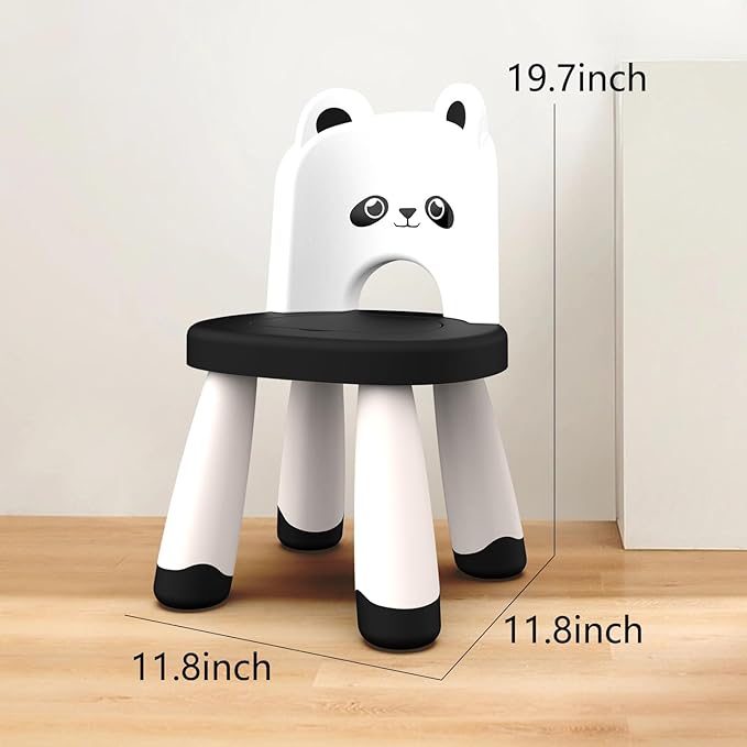 Kids Plastic Chair, Durable and Lightweight Kids Chair,11" H Seat, Indoor or Outdoor Use for Toddlers Boys Girls Birthday Gifts (Black)