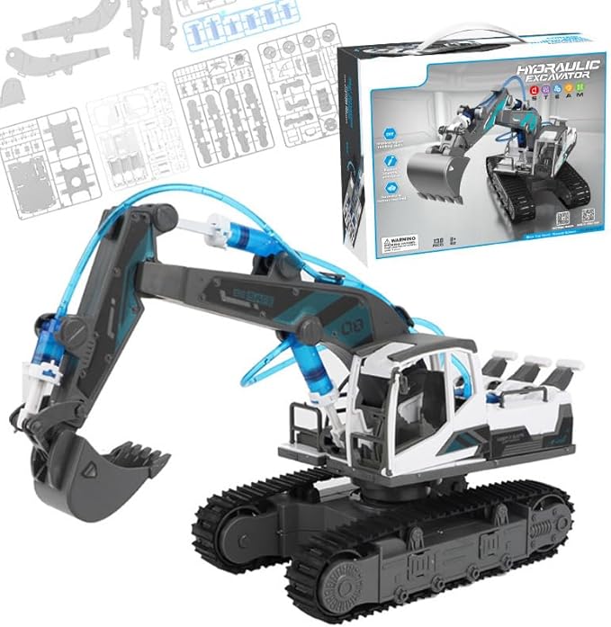 STEM Building Blocks Assembled Engineering Vehicle Hydraulic Power System, Science and Technology Small Production Science Experiment Set Educational Toys,Perfect for Boys Age 8-12