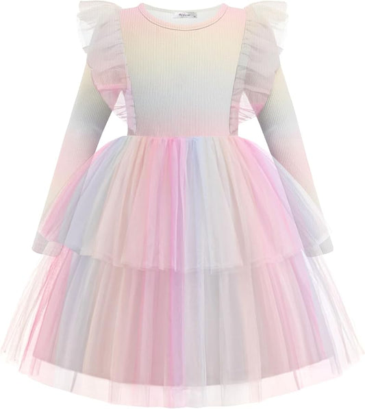 Arshiner Toddler Dress Baby Girls Tutu Tiered Formal Party Sequin Tulle Dresses Fall Winter Clothes for 1-6 Years
