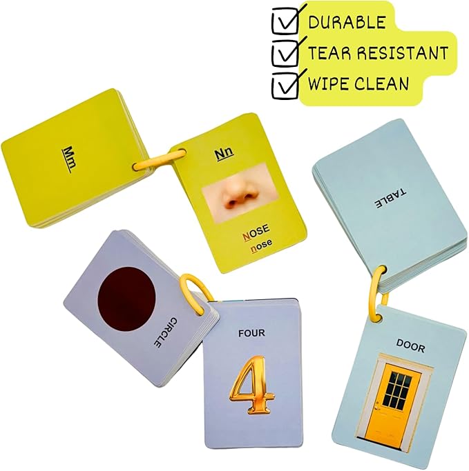 207 Thick Flash Cards for Toddlers, First Words Flashcards, Letter, Number, Color, Animal, Baby Flash Cards, Ages 1 2 3 4, Toddlers Learning Flash Cards, Montessori Toys Curious Activity Cards