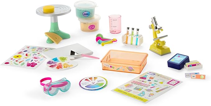 American Girl Truly Me 18-inch Doll Love to Explore Art & Science Playset with Pottery Wheel and Microscope, For Ages 6+