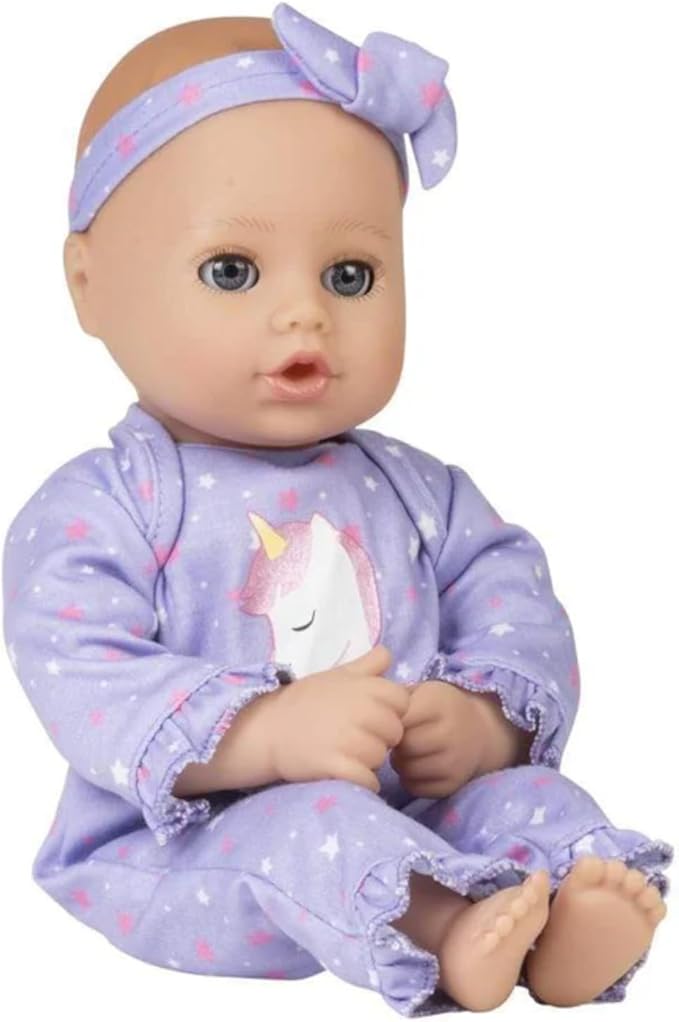 ADORA Play Time Babies Collection, 13" Baby Doll with Doll Clothes and Accesories, Made with Sweet Baby Powder Scent, and GentleTouch Vinyl Body, Birthday Gift for Ages 1+ - Unicorn Glitter