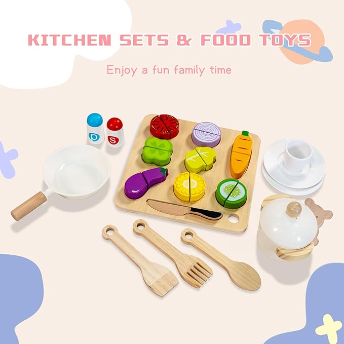 Garsing Play Kitchen Pretend for Kids Toddlers, Double Sided Toy Kitchen and Restaurant with Realistic Features, Wooden Toy Kitchen Sets with Storage and Accessories, Age 3+, Pink