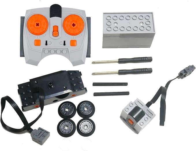 4 Pcs Lego Technic Train Motor Kit, Science and Technology Power Functions Set, Remote Control Battery Box Receiver