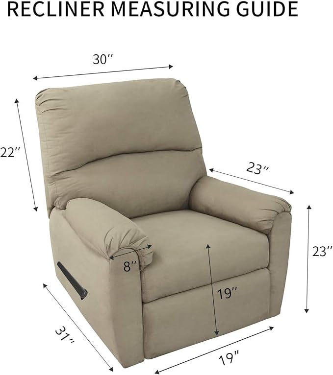 PureFit Reversible Quilted Sofa Cover, Water Resistant Slipcover Furniture Protector, Washable Couch Cover with Non Slip and Elastic Straps for Kids, Dogs, Pets (Small Recliner, Camel/Ivory)