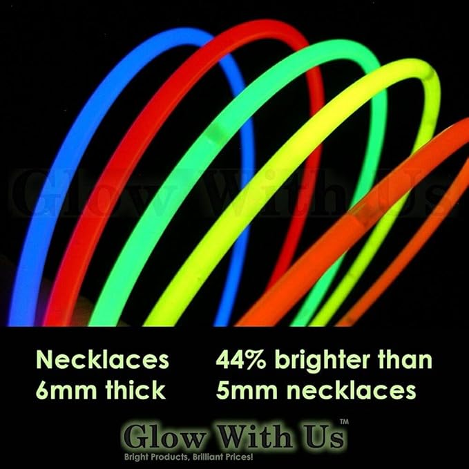 600 Glow Sticks Bulk Wholesale Necklaces, 22” Glow Stick Necklaces, Assorted Bright Colors, Glow 8-12 Hr, Connector Pre-attached(handy), Glow-in-the-dark Party Supplies, GlowWithUs Brand
