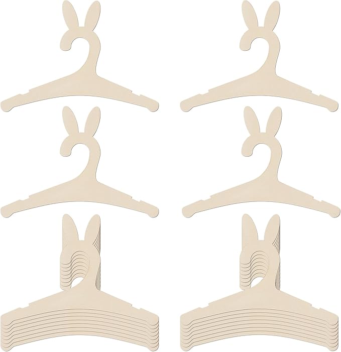 20 Packs Wooden Baby Hangers for Baby Clothes, Cute Bunny Ears Wood Newborn Baby Girl Boy Hangers for Nursery 9 Inch Kids Toddlers Children Infant Hangers for Baby Shower Crate Closet Clothing Storage