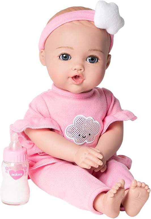 Adora Nurture Time Babies 13 Inch Baby Doll and Clothes Set with 3 Touch Activated Features Birthday Gift for Kids Ages 1 and Up - Soft Pink