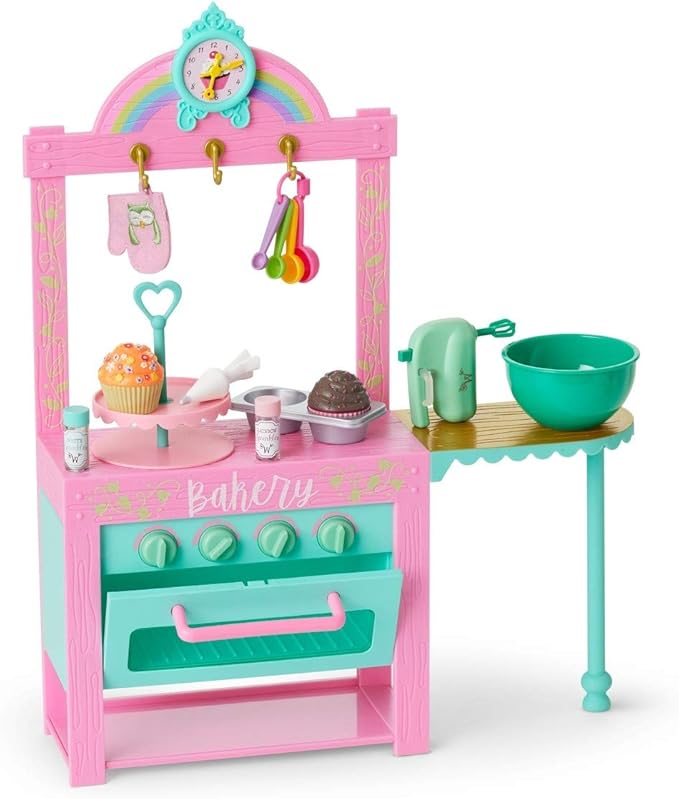 American Girl WellieWishers 14.5-inch Doll Birthday Cupcake Kitchen Playset with Oven and Baking Equipment, For Ages 4+