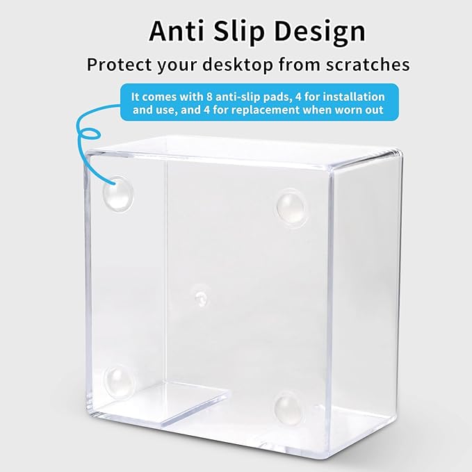Acrylic Sticky Note Holder - 3 x 3 Inch Post It Note Holder, Crystal Clear Sticky Note Dispenser for Dorm Room Home and Office Acrylic Desk Organizer