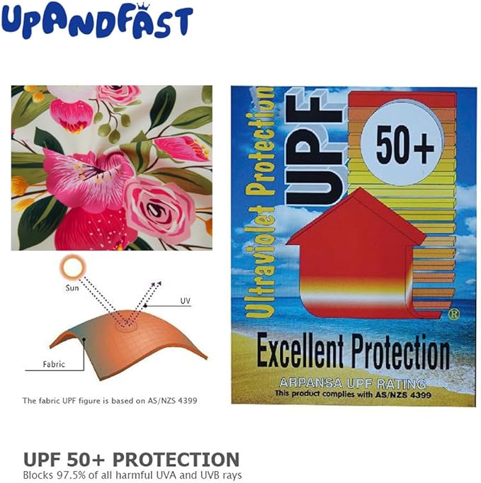 upandfast Baby/Toddler Swimsuit UPF 50+ Sun Protection One Piece Zipper Bathing Suit with Sun Hat Infant Beach Swimwear