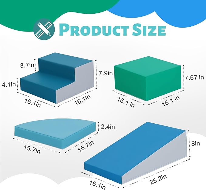 6-Piece Soft PU Leather Toddlers Climbing Toys, Indoor Climb and Crawl Activity Play Set, Foam Play Gym Climbing Structures for Toddlers 3, Baby Foam Climbing Blocks for Toddlers