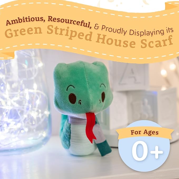 KIDS PREFERRED Harry Potter Slytherin Green Snake Plush Stuffed Animal with Embroidered Details and Green Stripped Scarf Hogwarts House Collectible for Babies, Toddlers, and Kids 6 Inches