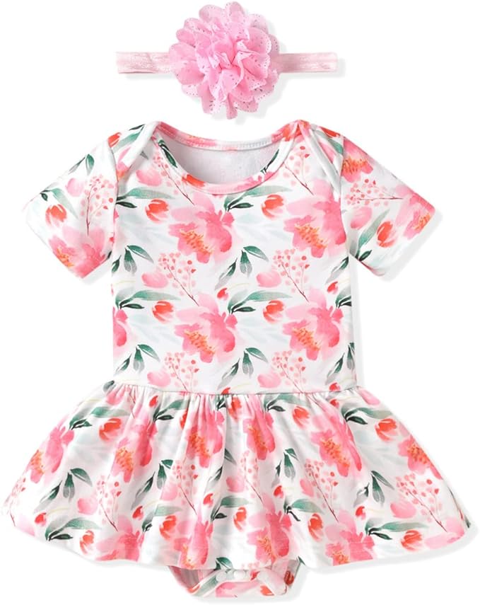 Aalizzwell Newborn Infant Baby Girls Bodysuit Dress