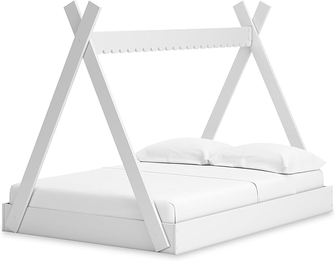 Signature Design by Ashley Hallityn Casual Youth/Toddler Floor Full Tent Bed, No Box Spring Needed, White