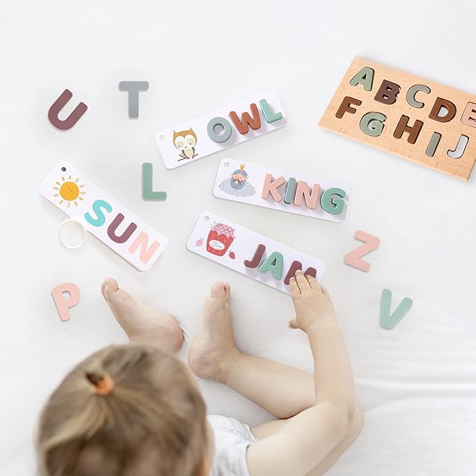 Montessori Shape Sorter Toys for Toddler 1-3, Silicone Alphabet Letters Baby Puzzles & Flash Cards, Fine Motor Skills Preschool Learning Toys, Activities Birthday Gift for 1 2 3 Years Old Boys Girls