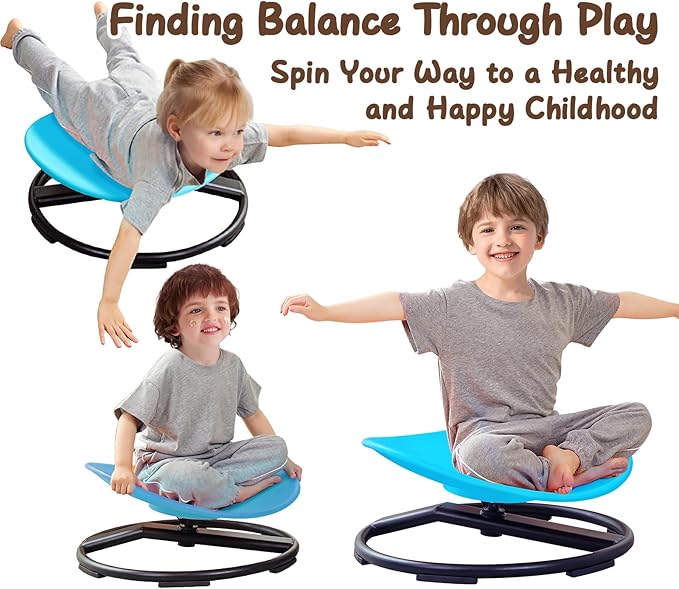 Kids Sensory Chair for Autism Kids Swivel Chair, Sensory Spin Chair Seat Improve Physical Coordination Wobble Chair for Kids Sit and Spin Relief of Motion Sickness
