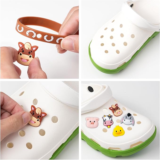 30 PCS Farm Animal Party Favors 10 Silicone Wristbands 20 Slap Bracelets Themed Birthdays Party Supplies Decorations Decor Cow Barn Animals Sheep Pig Horse Tractor Pattern Girls Boys Gifts