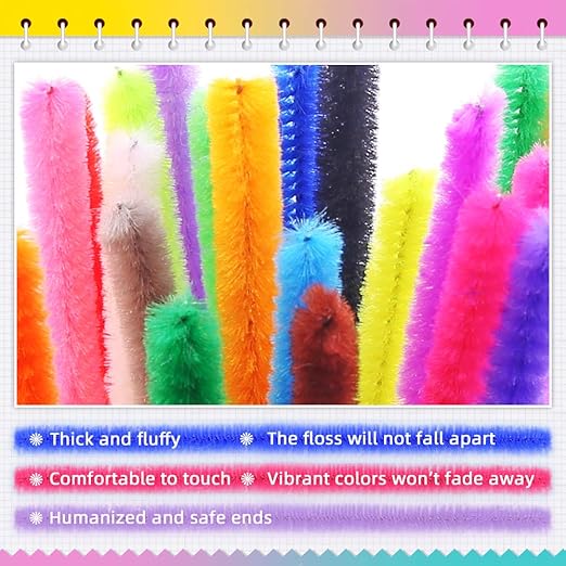 Pipe Cleaners Craft Chenille Stems, 360 Pieces 30 Assorted Colors for Crafting DIY Arts Projects Decorations, 6mm x 12inch Fuzzy Colored Chenille Stem Sticks Set Craft Supplies for Kids and Adults