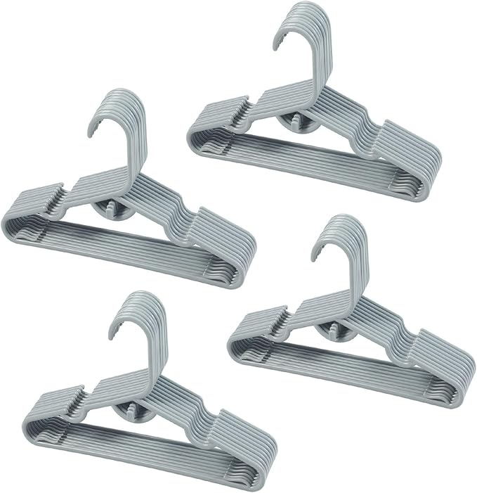 40pcs Grey Baby Nursery Closet Hangers,Non-Slip Laundry Infant Pant Hanger for Newborn Clothes Gift,Stackable Hangers,Save Space Ultra-Thin Child Coat Hanger for Girl Boy Toddler Kid.