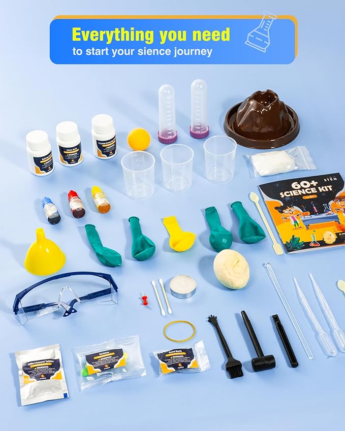 60+ Science Experiment Kit for Kids Ages 5-6-7-8, STEM Learning and Educational Toys, First Science Kit for Boys Girl Birthday Gifts