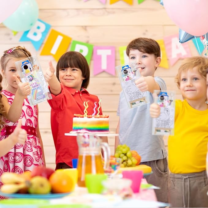 198Pcs Paint Party Favors Painting Kits for Kids Mini Predrawn Canvas Panel, Valentines Day Gifts for School Class Gift Exchanges Art Party Favors Watercolor Paint Coloring Cards for Kids