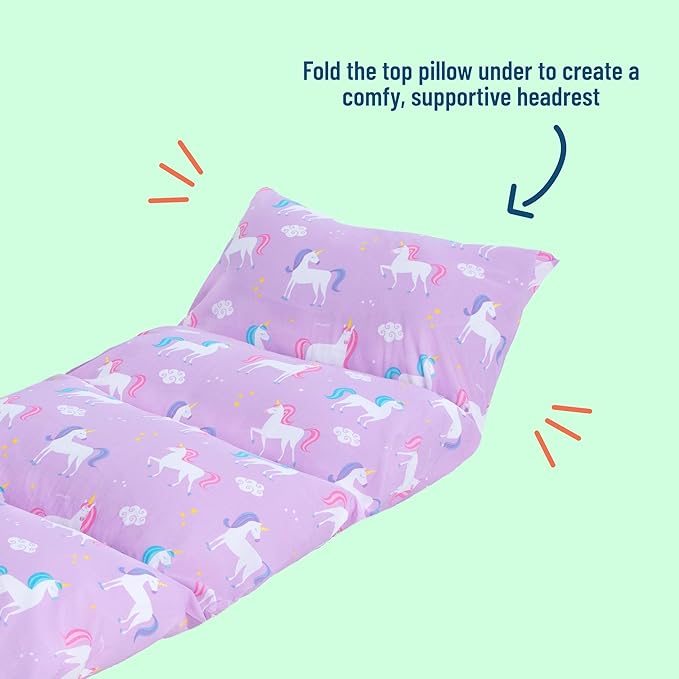 Wildkin Kids Floor Lounger: Ideal for Boys and Girls, Travel-Friendly, Perfect for Sleepovers - Pillow Lounger for Kids, Requires Standard Size Pillows Not Included (Unicorns)
