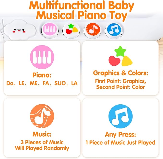 PLAY Baby Musical Toys - Rainbow Baby Piano Toy Music & Sound Light Up Musical Toys for Toddlers 1-3, Multifunctional Baby Pop Up Toy Cause and Effect Toys for Toddlers Age 1+ and Up Girls