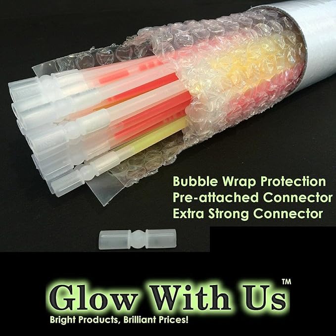 600 Glow Sticks Bulk Wholesale Necklaces, 22” Glow Stick Necklaces, Assorted Bright Colors, Glow 8-12 Hr, Connector Pre-attached(handy), Glow-in-the-dark Party Supplies, GlowWithUs Brand