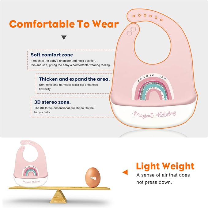 Baby Feeding Supplies Baby Fruit Spoon and Bib BPA Free Baby Food Feeder(Pink)