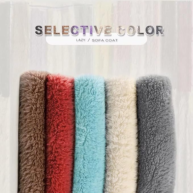 Giant Fur Bean Bag Chair Cover for Kids Adults, (No Filler) Living Room Furniture Big Round Soft Fluffy Faux Fur Beanbag Lazy Sofa Bed Cover (Yellow, 7FT)