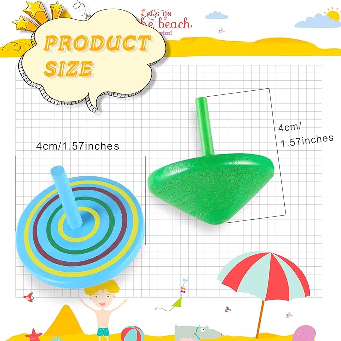 Aoriher Wood Spinning Tops for Kids, Colorful Wooden Gyroscopes Toy, Educational Kindergarten Toys, Rainbow Spin Tops for Games Party Favors Birthday Gifts(100 Pieces)