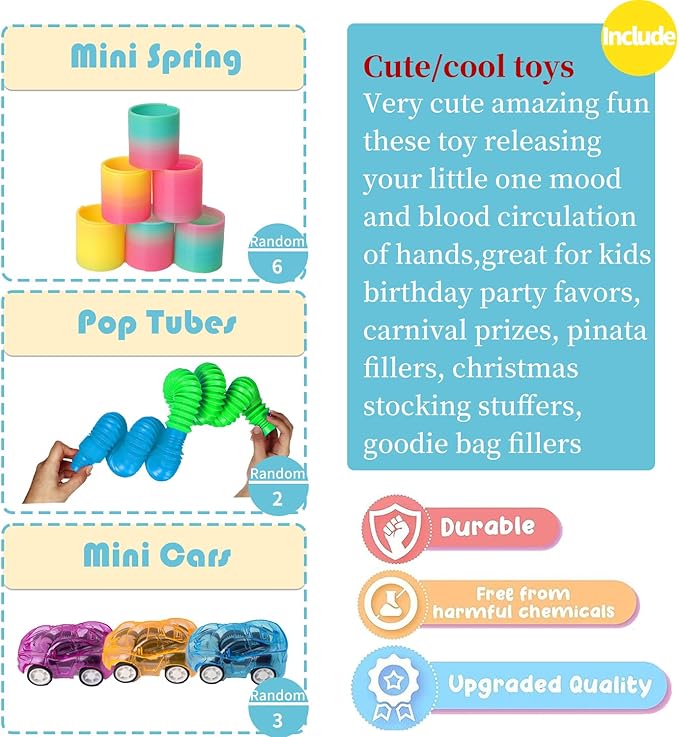 52 Pcs Party Favors for Kids - Treasure Prizes Box Toys - Goodie Bags Stuffers for Classroom Rewards - Bulk Small Fidget Toy for Stocking Carnival Pinata Fillers - Birthday Gift for Kids 3-5 4-8-12